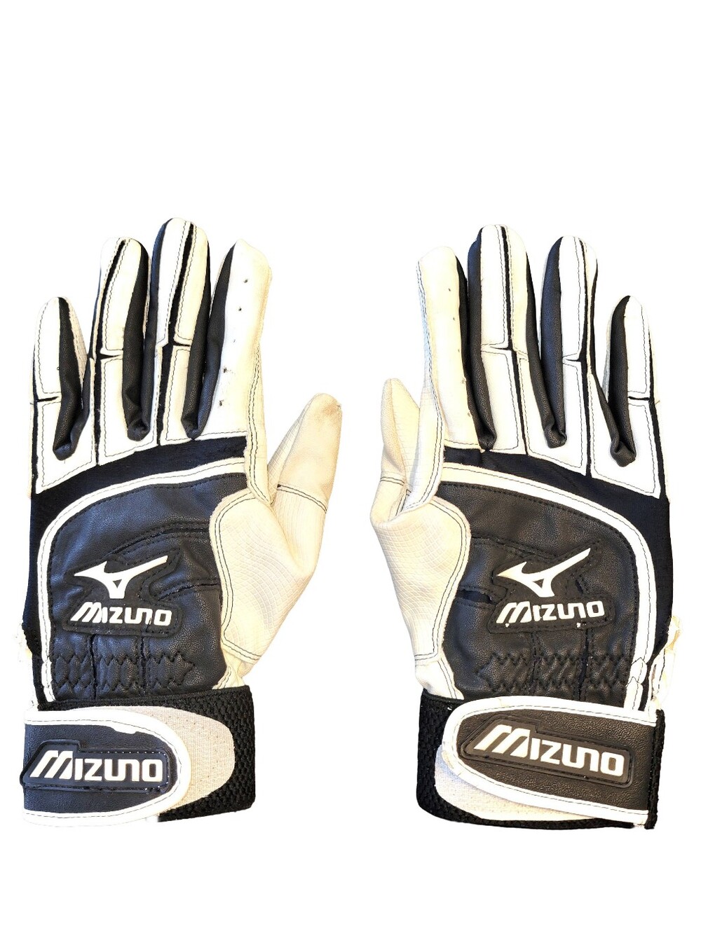 Women's Mizuno Franchise Batting Gloves 1210 Black White Velcro Closure 1 Pair